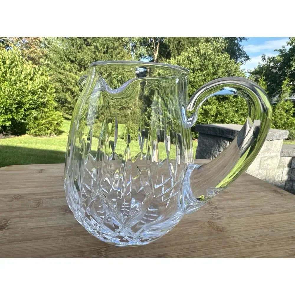 Waterford Ireland Lismore Crystal Jug Pitcher Ice Lip 6 1/4